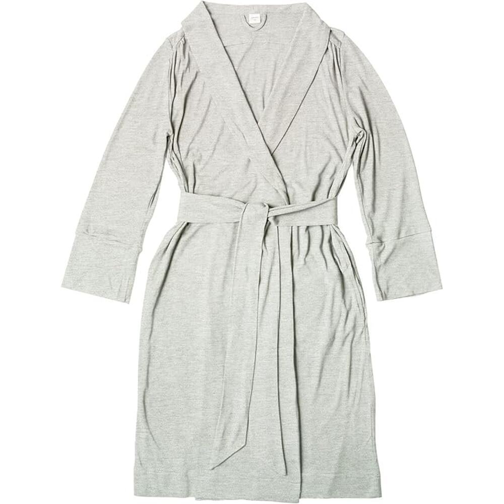 goumi Bamboo Organic Cotton Womens Robe Gray NWT XS-S